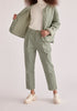 Paisie Pleated Corduroy Trousers in Mint Green